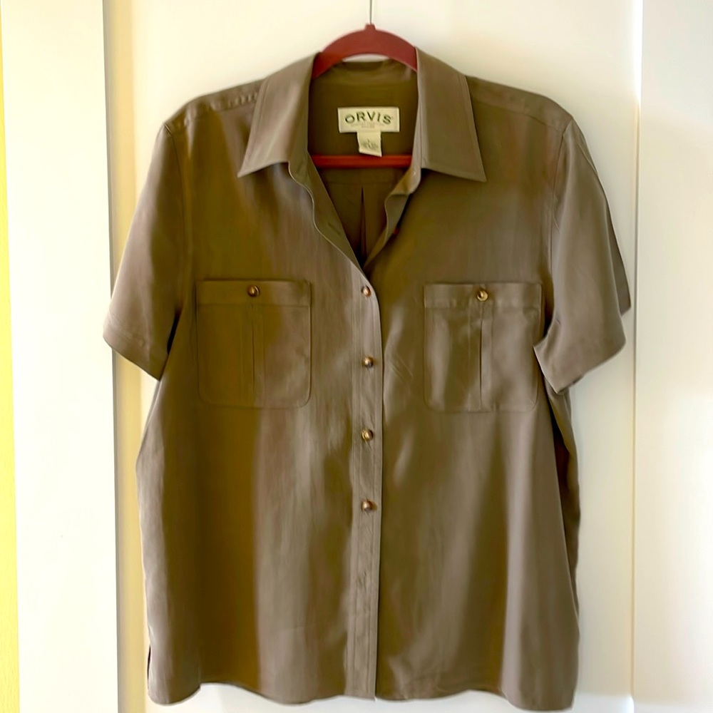 Orvis Light Brown 100% Silk Shirt